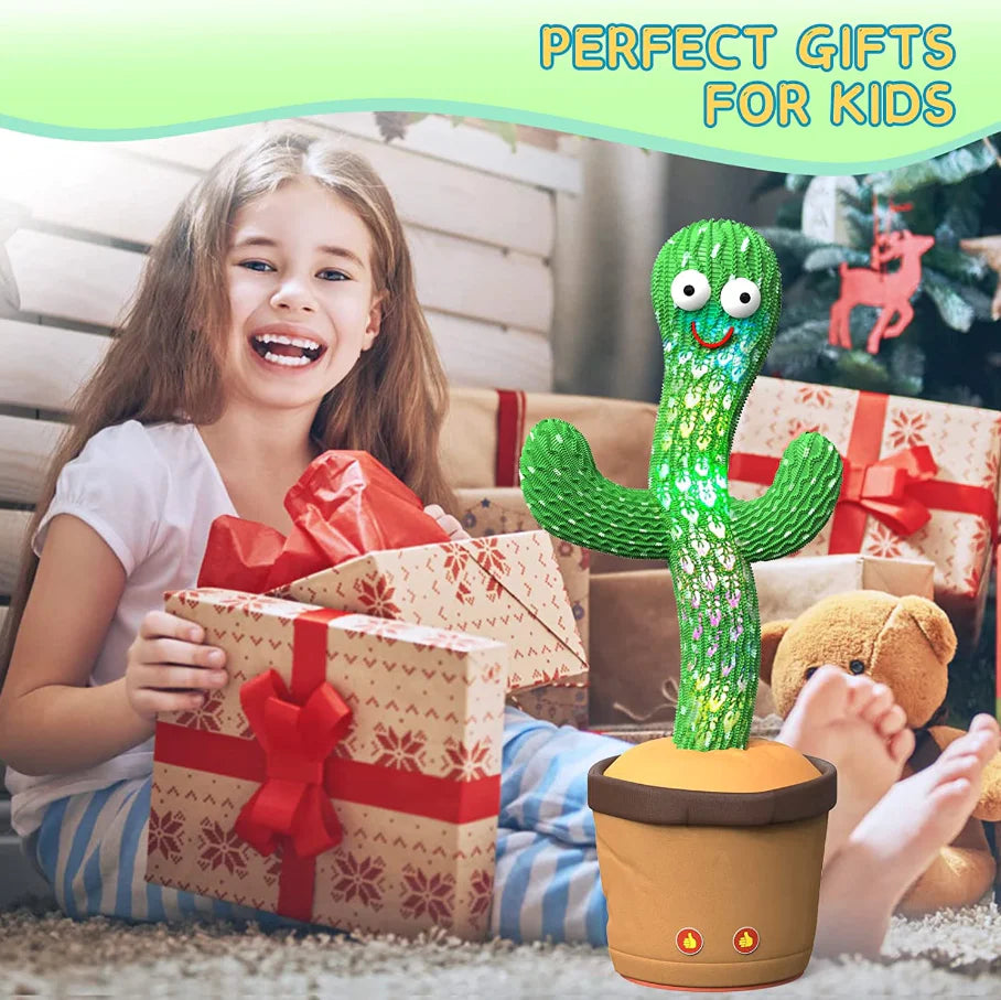 Dancing Cactus Plush Toy Doll - Singing, Talking, Recording, and LED Light-Up Fun Gift