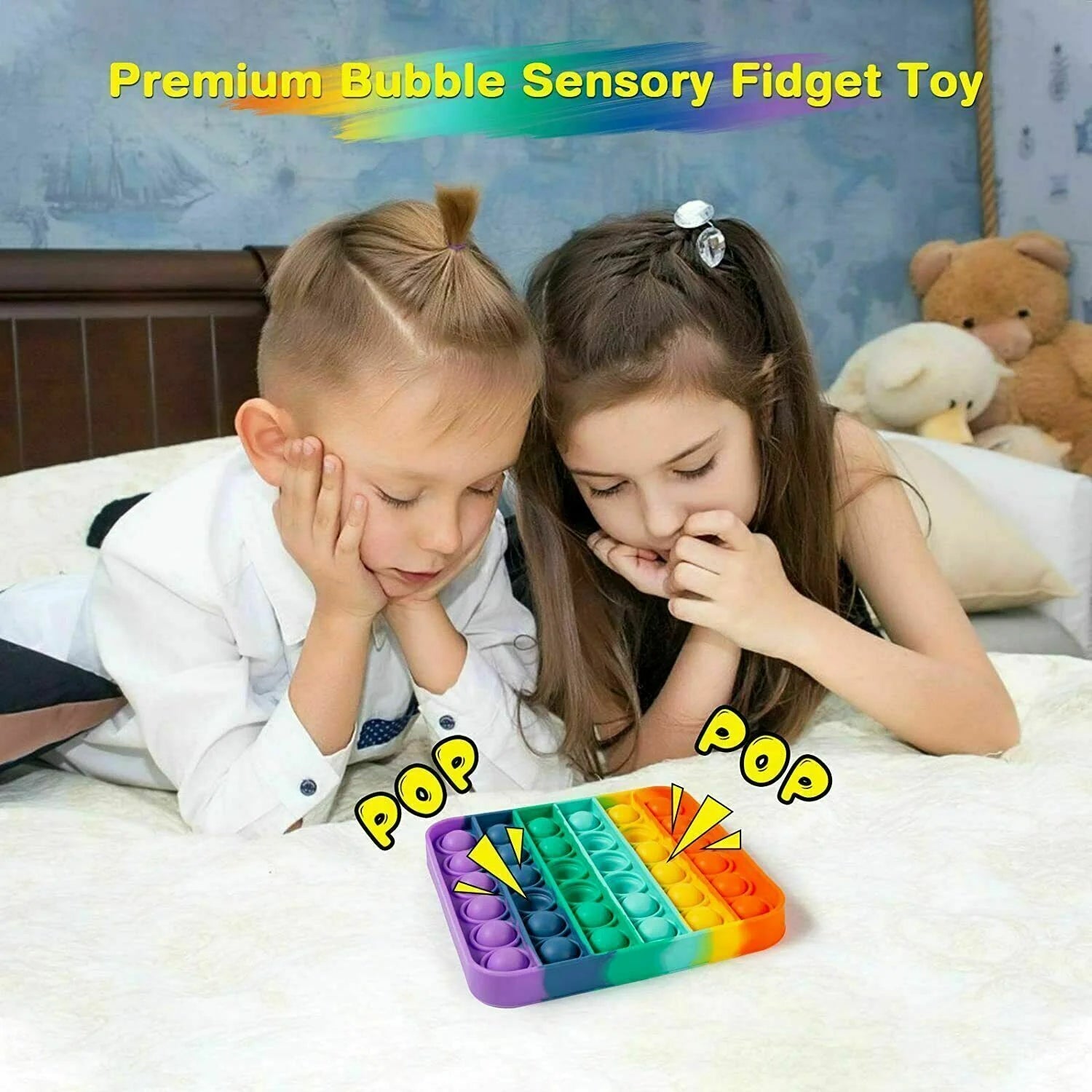 Popit Fidget Toy - Push Bubble Sensory Stress Relief Game for Kids and Families